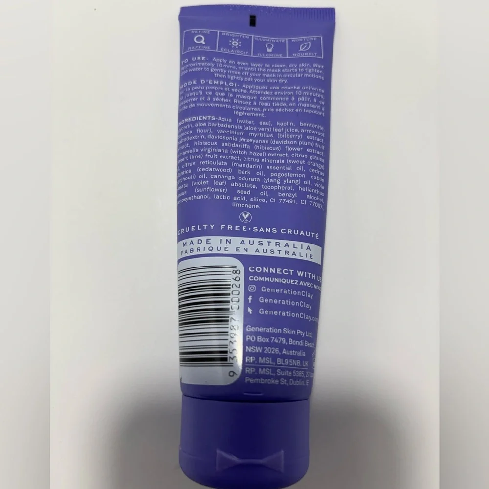 Generation Clay Ultra Violet Brightening‎ Purple Clay Mask 3.97oz New & Sealed